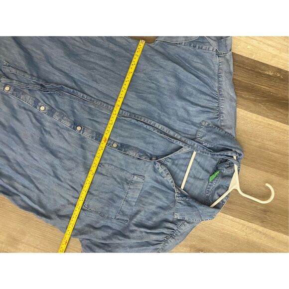 Dip Popover Chambray Dress, Blue Jean Belted Dress, Sz XL - Picture 7 of 7